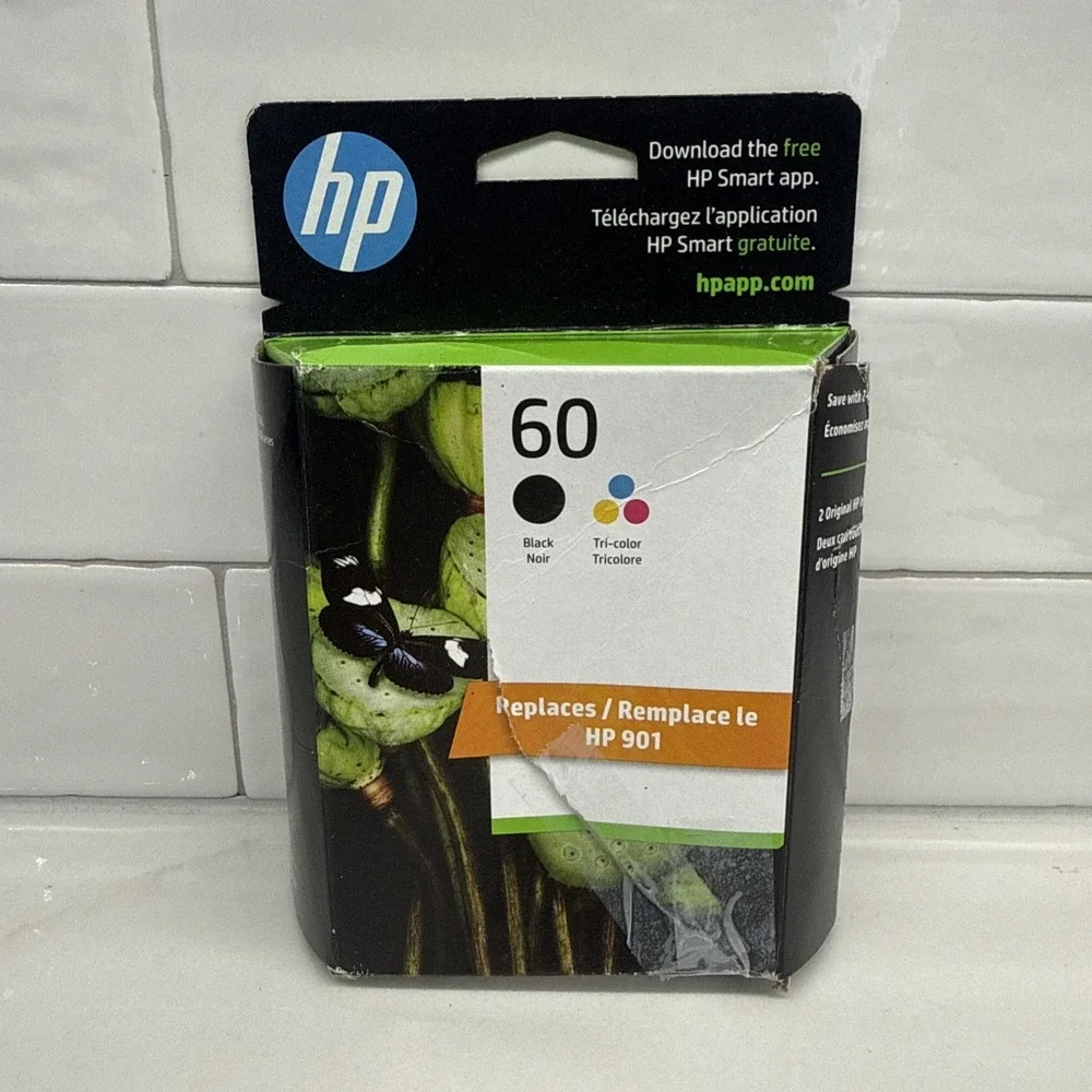 NEW / OPEN BOX Genuine HP 60 (901) Black & Tri-Color 2-Pack Ink OEM Exp 07/2026